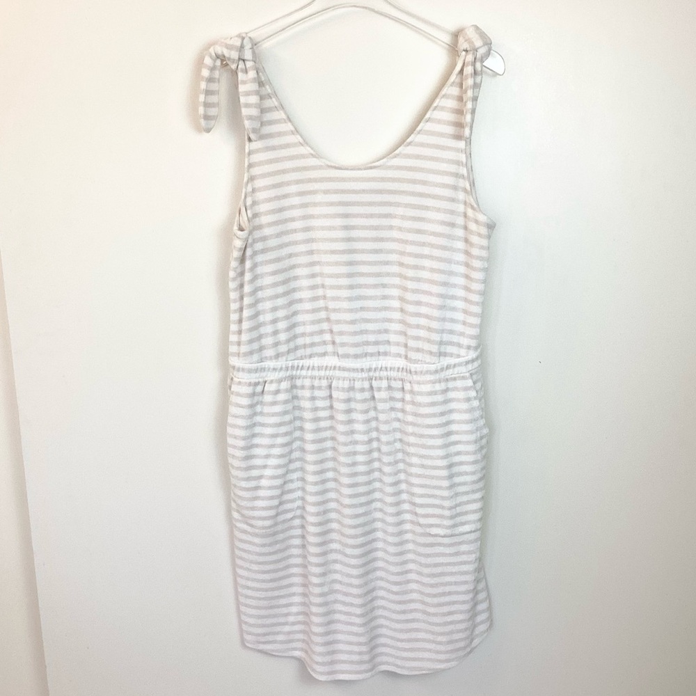 Soma Weekend Striped Terry Cloth Dress - Beige/White - L
